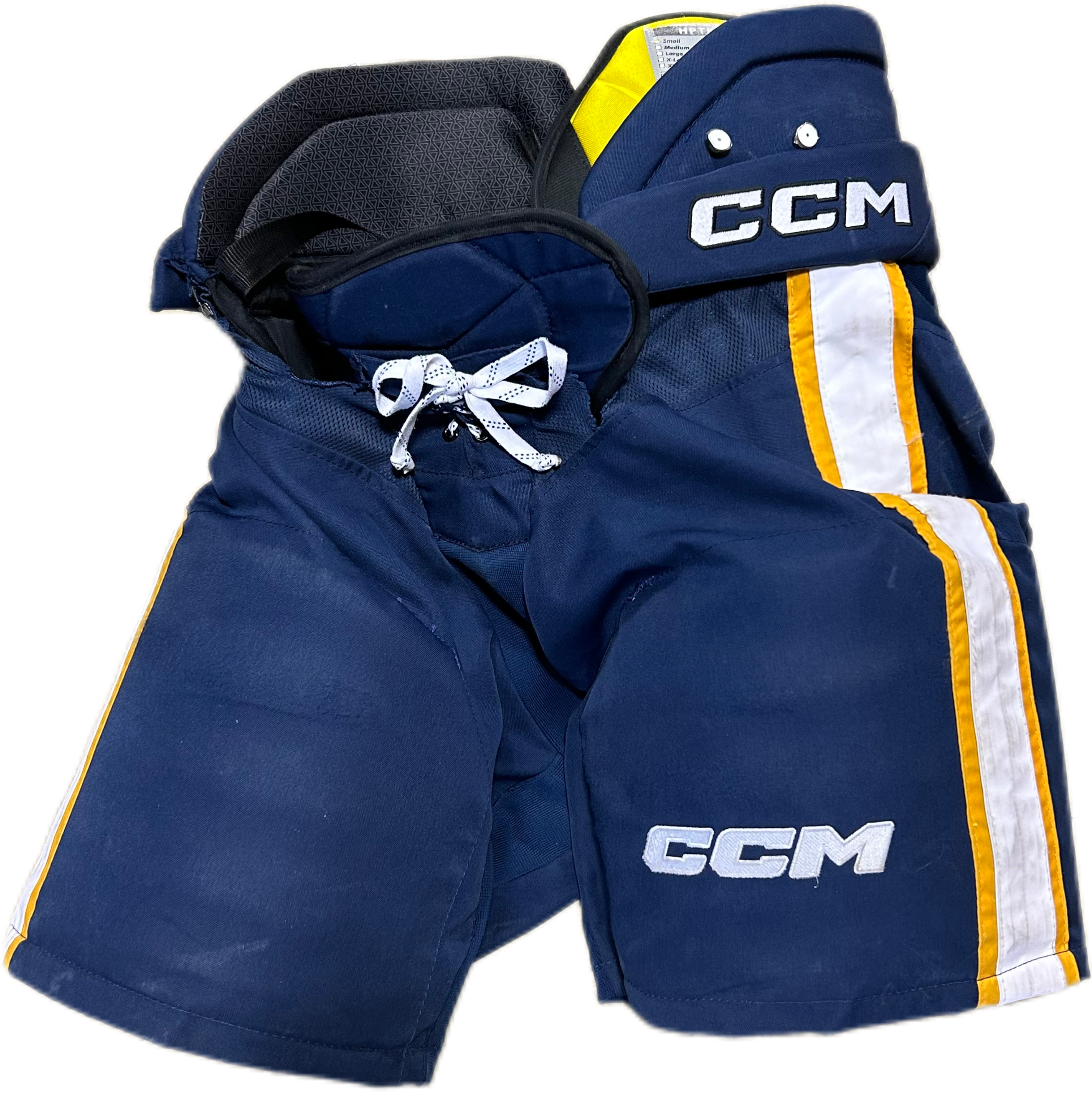 CCM HPTK - Pantalon de hockey Pro Stock d'occasion (bleu marine/jaune/blanc)